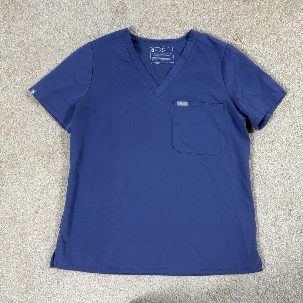 Figs Women's Catarina One-Pocket Scrub Top Vapor Blue Size Medium M V Neck